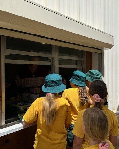 Students at the canteen window